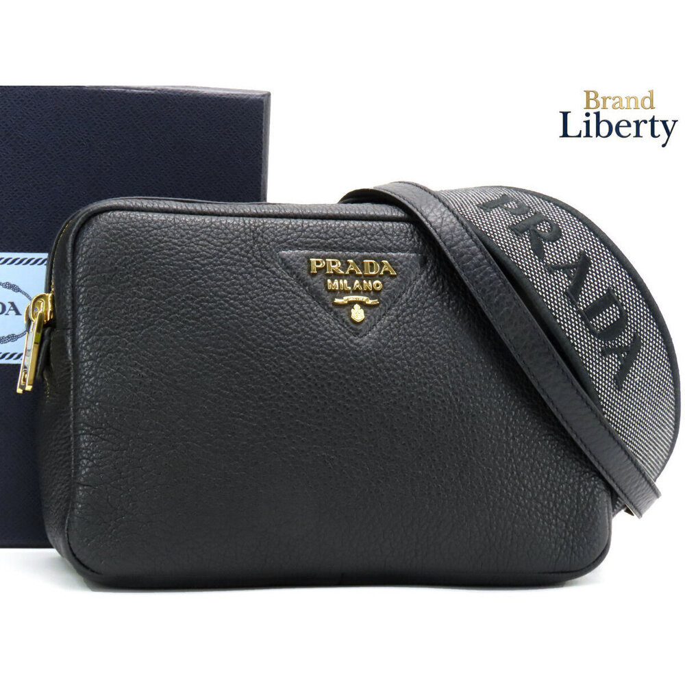 Prada Vitello Daino Soft Leather Crossbody Bag Messenger Black